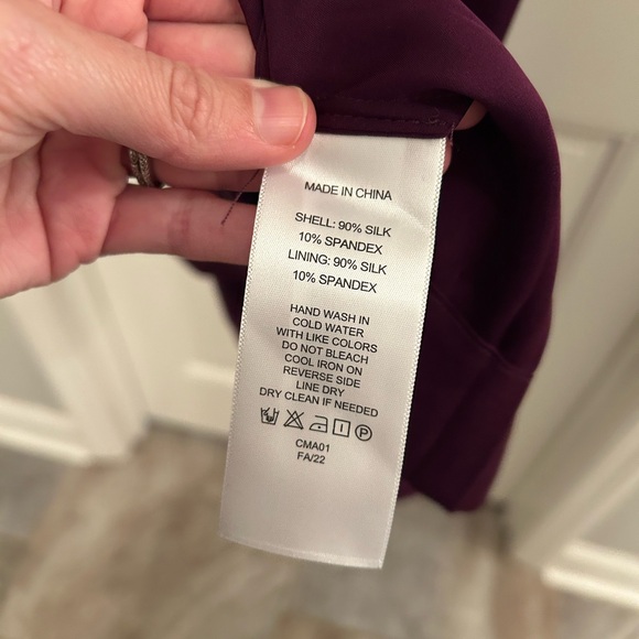 Quince Tiered Washable Silk Maxi Dress in Aubergine / Eggplant - Picture 6 of 14